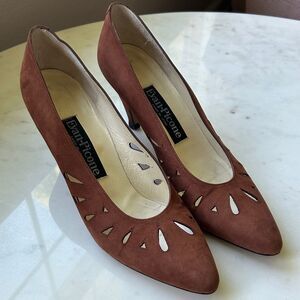 Evan Picone‎ Women's Tan Rust Suede Cutout Heels